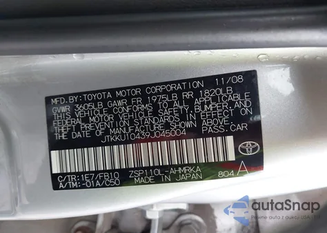 2009 Scion Xd z USA, uszkodzony, nr VIN JTKKU10439J045004